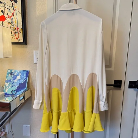 Tuckernuck Cream and Yellow Long Sleeve Flared Hem Dress - Picture 2 of 5
